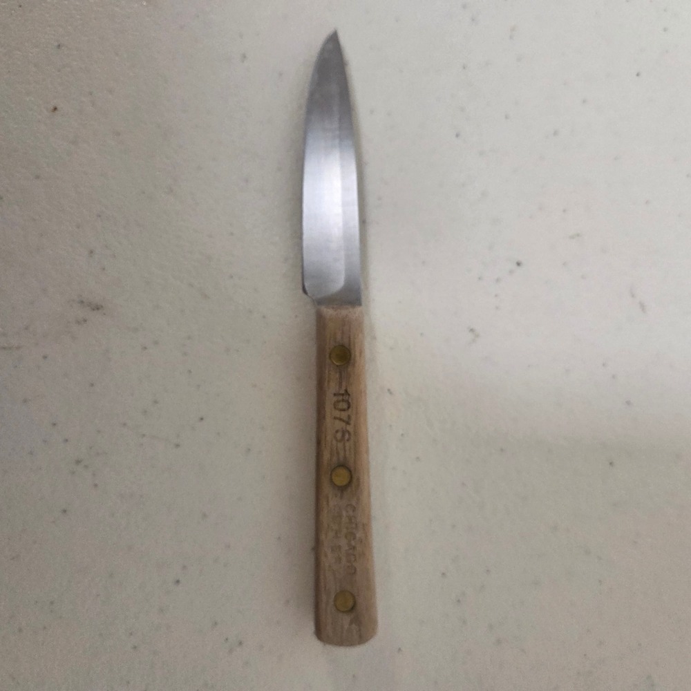 Chicago Cutlery 107S Paring Knife Walnut Wood Handle Triple Rivet Made in USA